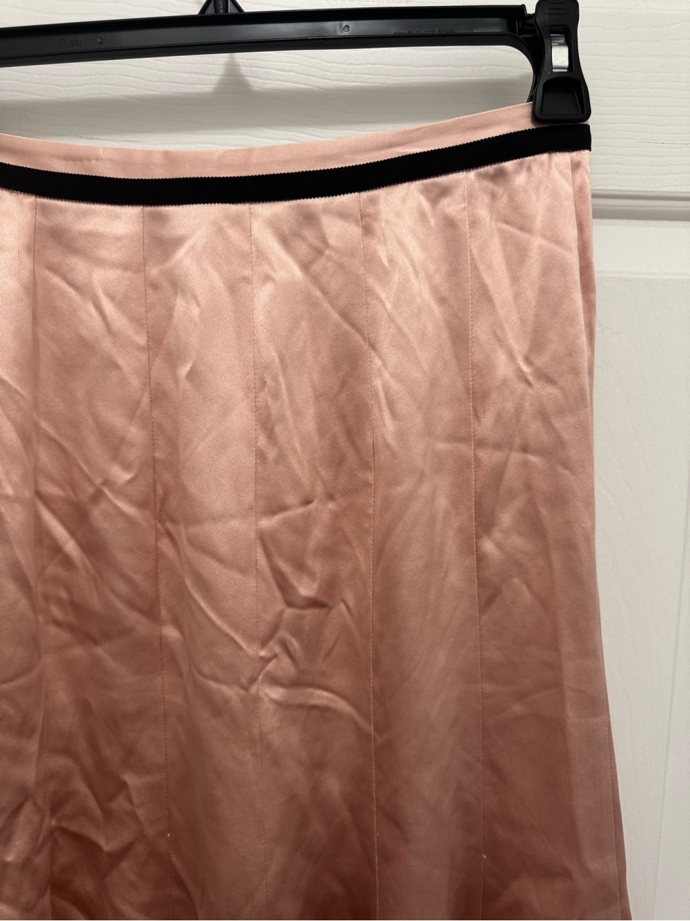 Y2K Style Express Blush Pink A-Line 100% Silk Skirt with Black Trim - Picture 11 of 15
